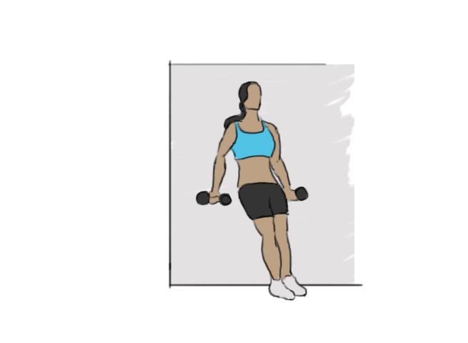 Dumbbell biceps wall curl
