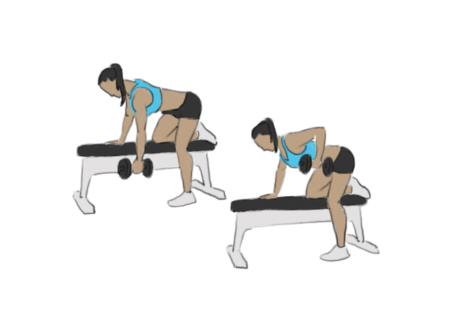 One arm dumbbell bench rows