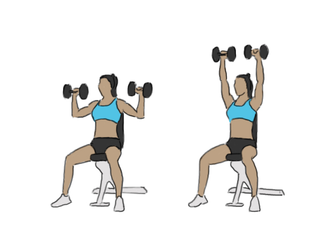 Seated dumbbell overhead shoulder press