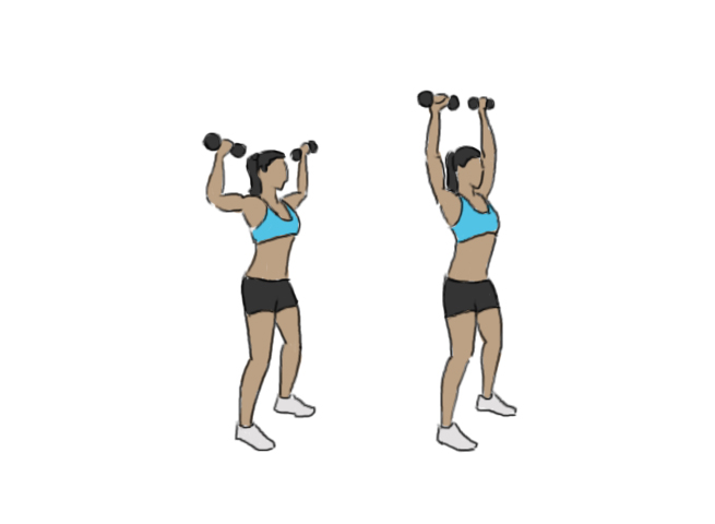 Standing dumbbell overhead shoulder press
