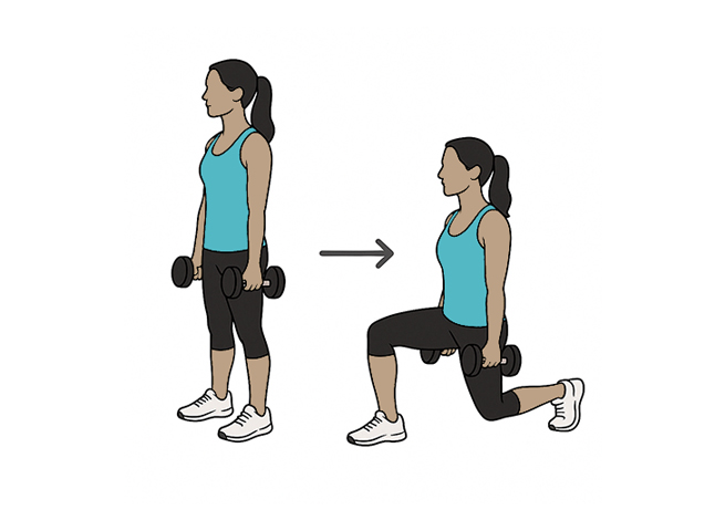 Dumbbell backward/reverse lunges