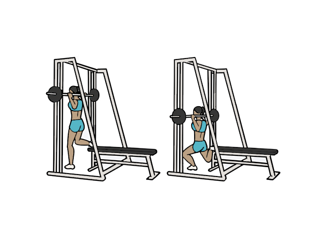 Smith machine Bulgarian split squat