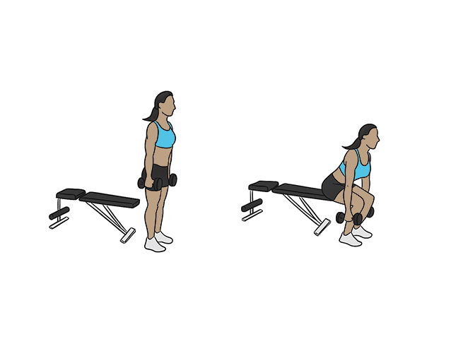 Dumbbell box squats