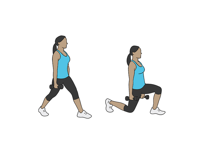 Dumbbell walking lunges