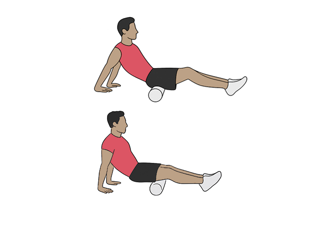 Foam roller hamstrings stretch