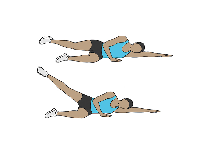 Lying side leg lifts / Hip abduction with aligned leg