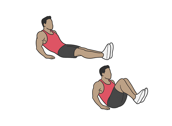 Leg pull-in knee-ups