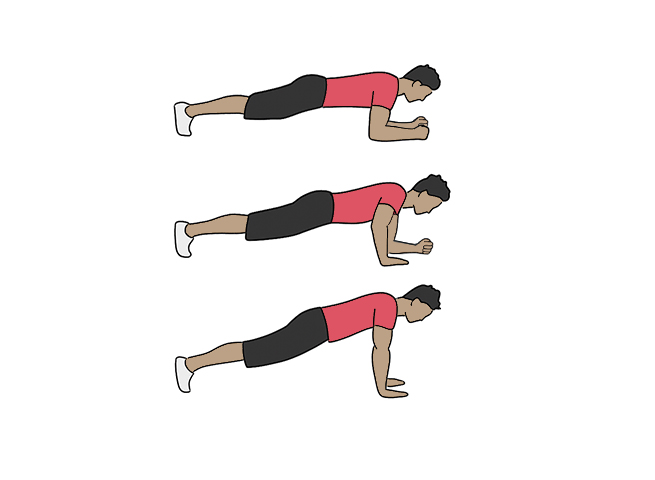 Low to high plank