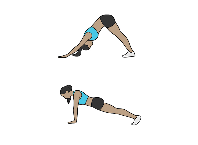 Plank to downward facing dog