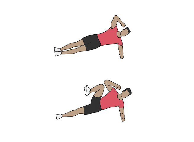 Side plank with knee tuck
