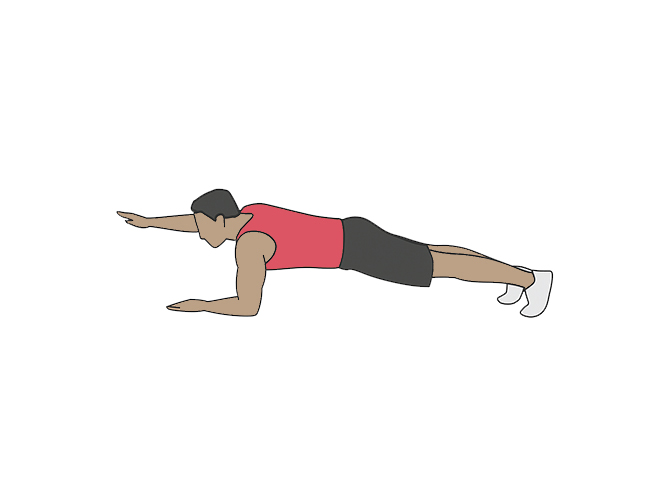 Plank arm raised