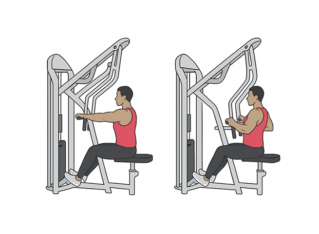 Seated row machine