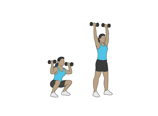 Dumbbell squat thrusters
