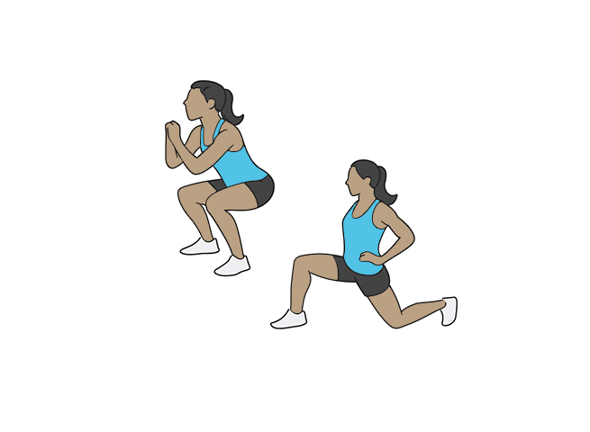 Squat to lunge