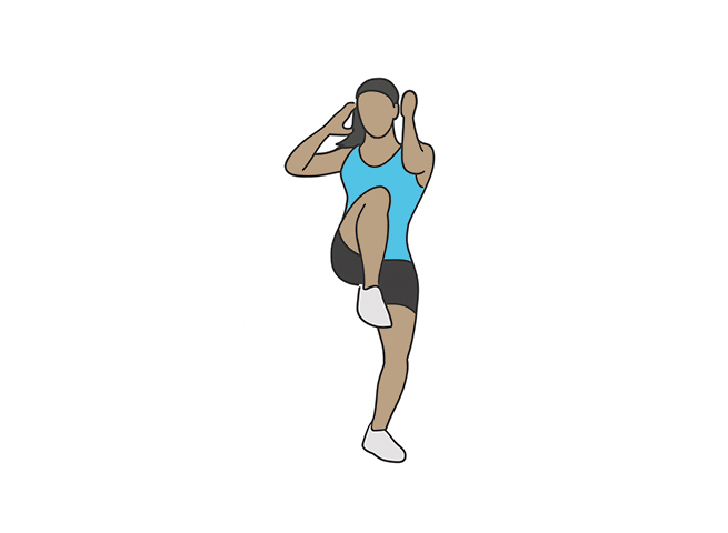Standing cross-body crunches