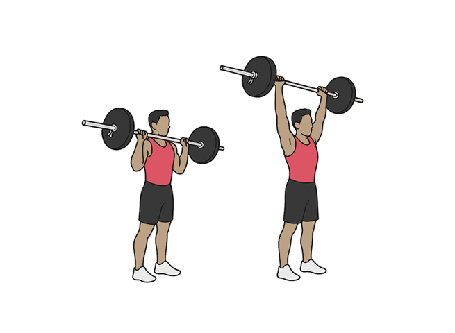Standing barbell overhead shoulder press