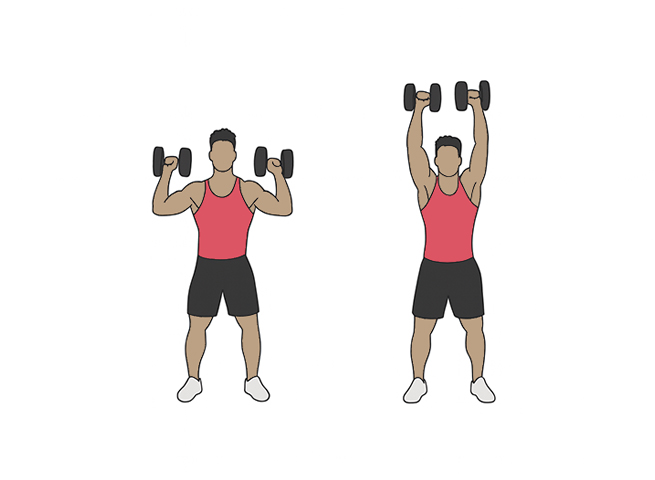 Standing dumbbell overhead shoulder press